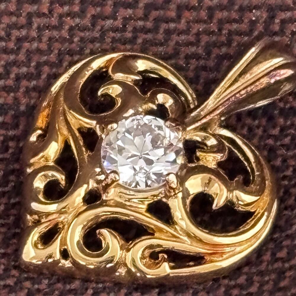 Technibond Classic 18K Gold Bonded 925 Sterling Silver Heart Pendant CZ